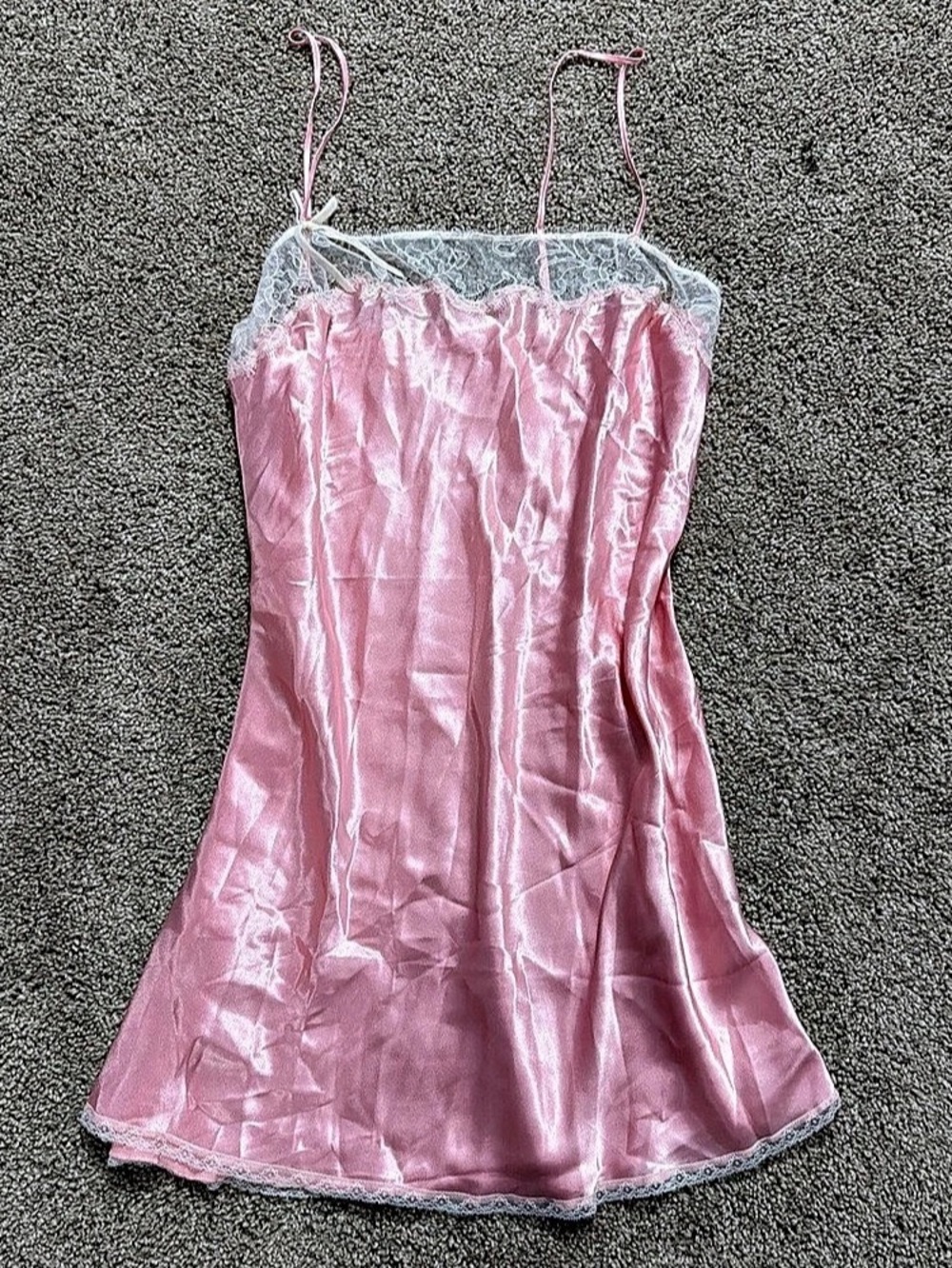 Victoria's Secret Satin Lace-Trim Mini Slip Dress Pink XL